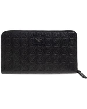 Emporio Armani Eagle-Logo Zip-Around Wallet - Black
