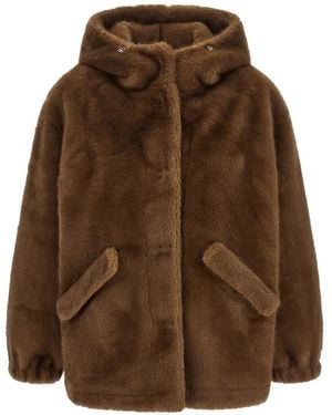 Lou Andrea Hooded Faux-Fur Jacket - Brown