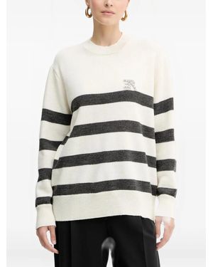 ERMANNO FIRENZE Verzierter Pullover Mit Streifenmuster - Natur