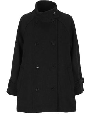 Marella Double-Breasted High-Neck Coat - Black