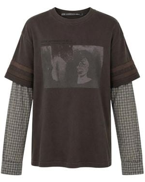 ANDERSSON BELL Layered-Sleeve Graphic-Print T-Shirt - Grey