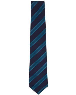 Kiton Diagonal-Stripe Silk Tie - Blue