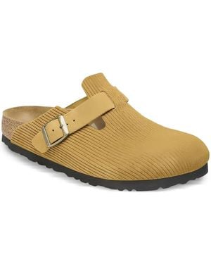 Birkenstock Mules Boston "Corduroy Cork Brown" de ante con relieve - Marrón