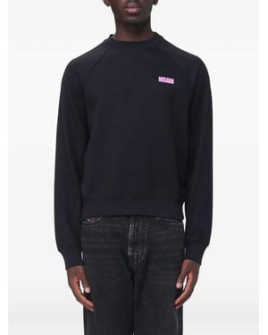 MSGM Logo-Print Raglan-Sleeve Sweatshirt - Blue