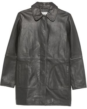 Iceberg Leather Pocket Coat - Gray