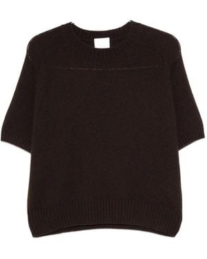 Allude Short-Sleeve Cashmere Jumper - Black