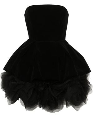 Ana Radu Strapless Velvet Mini Dress - Black