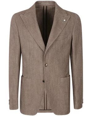 L.B.M. 1911 Herringbone-Pattern Peak-Lapel Jacket - Brown