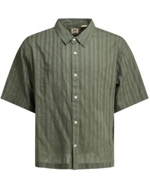 Levi's Vertical-Stripe Short-Sleeve Shirt - Green
