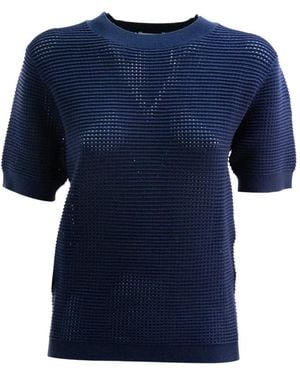 P.A.R.O.S.H. Wafelgebreid T-Shirt - Blauw