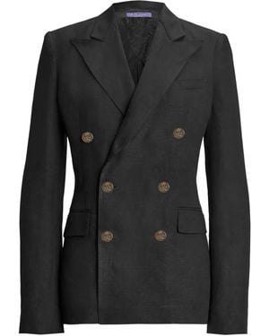 Ralph Lauren Blazer En Lin À Boutonnière Croisée - Black