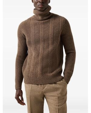 Bogner Pull Eros En Maille Torsadée À Col Roulé - Brown