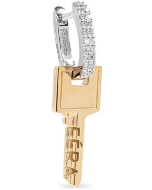 Eera Pendiente Key Small En Oro Blanco Y Amarillo De 18 Ct Con Diamantes