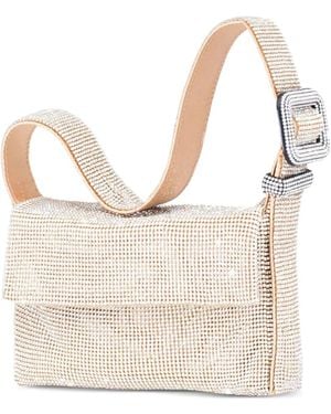 Benedetta Bruzziches Crystal-Embellished Buckle Shoulder Bag - White