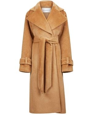 Nina Ricci Belted Brushed Wool Coat - Natural
