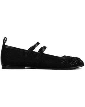 NODALETO Bead-Embellished Mesh Loafers - Black