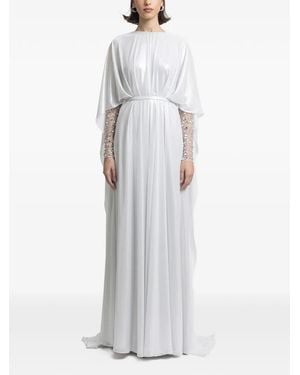 Gemy Maalouf Embellished-Sleeve Maxi Dress - White