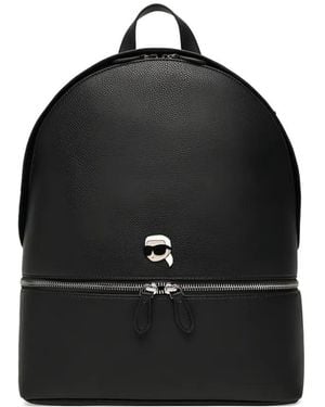 KARL LAGERFELD Ikonik Logo-Appliqué Backpack - Black