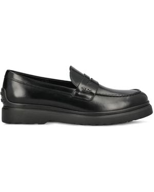 Tod's Logo-Plaque Penny Loafers - Black