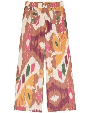 Emporio Sirenuse Ikat-Print Wide-Leg Trousers - White