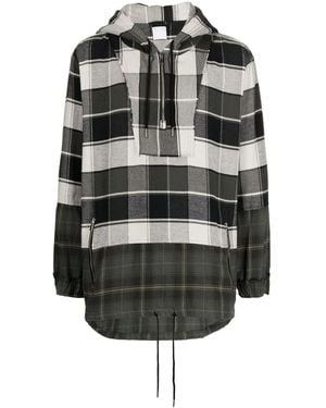 Alchemist Check-Print Long-Sleeve Hoodie - Grey