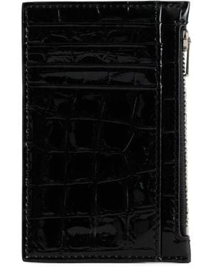 Yu Mei Frank Crocodile-Embossed Leather Cardholder - Black