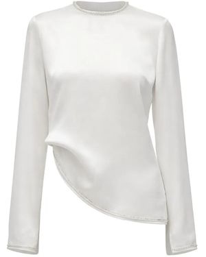 3.1 Phillip Lim Crystal-Trim Long-Sleeve Top - White