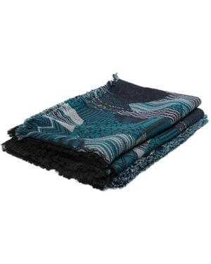 Missoni Fringed-Trim Patterned Scarf - Blue