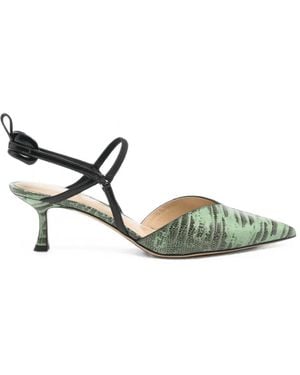 Fendi Colibri Snake-Print Pumps - Metallic