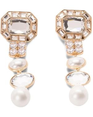 Self-Portrait Drop-Design Earrings - White