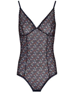 Laura Urbinati Body Imprimé En Tulle - Grey