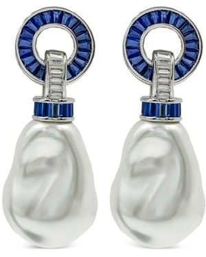 Juwelina Paris Pendientes con perla y diseño barroco - Azul