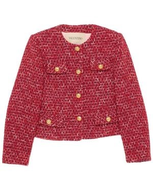Valentino Garavani Buttoned Tweed Jacket - Red