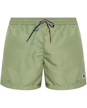 Paul Smith Zebra-Patch Swim Shorts - Green