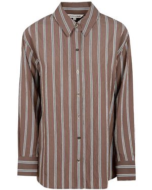 Veronica Beard Striped Long-Sleeve Shirt - Brown