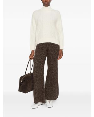 SOLOCASCMIR Cable-Knit High-Neck Sweater - White