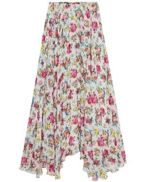 MSGM Jupe Longue À Fleurs - Blanc