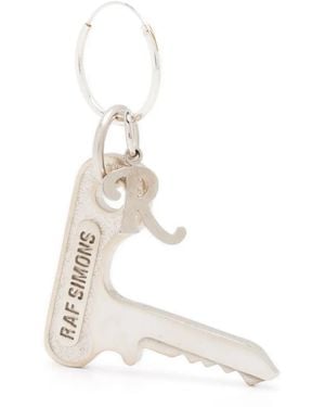Raf Simons Logo-Engraved Drop Earring - White