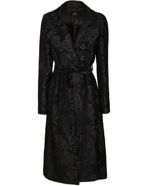 Etro Paisley-Jacquard Belted Coat - Black