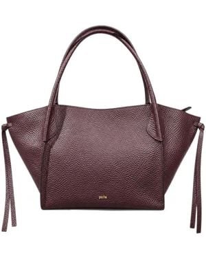 Poche Paris Grained Leather Tote Bag - Purple