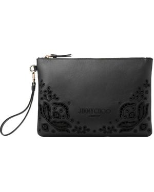 Jimmy Choo Zipped Flat Pouch - Black