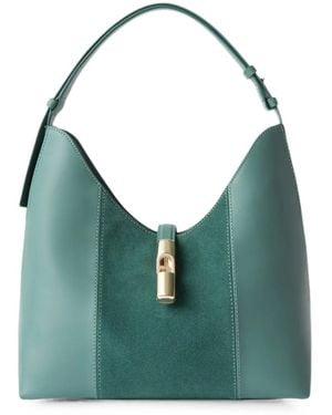 Furla Sac Porté Épaule Médium À Empiècements En Daim - Vert