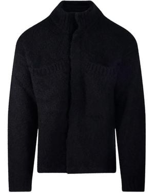 Diana Studio Brushed-Finish High-Neck Cardigan - Blue
