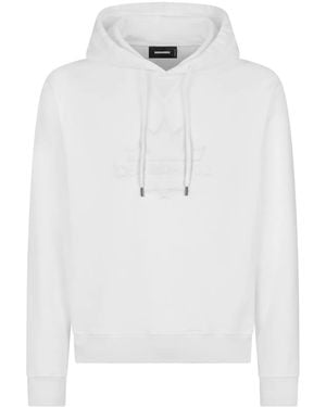 DSquared² Logo-Appliqué Cotton Hoodie - White