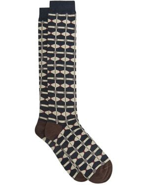 Maliparmi Geometric-Pattern Knee-High Socks - White