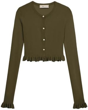 Blumarine Ruffled-Sleeve Cardigan - Green