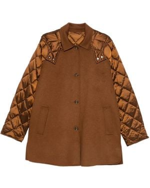 Marina Rinaldi Maesa Quilted-Sleeve Hooded Coat - Brown