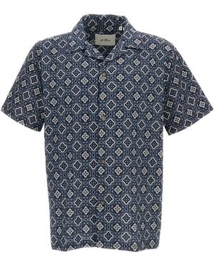 Les Deux Lukas Arabesque Short-Sleeve Shirt - Blue