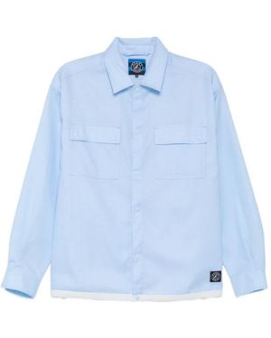SPORT b. by agnès b. Logo-Patched Checked Shirt - Blue