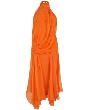 Alberta Ferretti Draped Asymmetric Dress - Orange